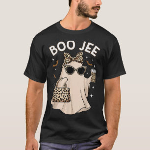 Boo Jee Leopard Ghost Coffee Halloween Boujee Wome T-Shirt