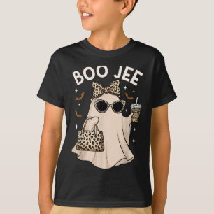 Boo Jee Leopard Ghost Coffee Halloween Boujee Wome T-Shirt