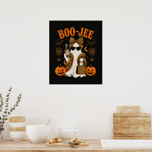 Boo JEE Leopard Ghost Halloween Cute Spooky Poster