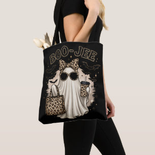 Boo-Jee Leopard Ghost Halloween Tote Bag