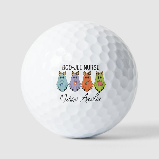 Boo-Jee Nurse Halloween Ghost Personalised Golf Balls (Front)