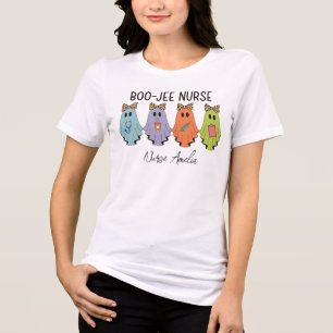 Boo-Jee Nurse Halloween Ghost Personalised Name Tri-Blend Shirt