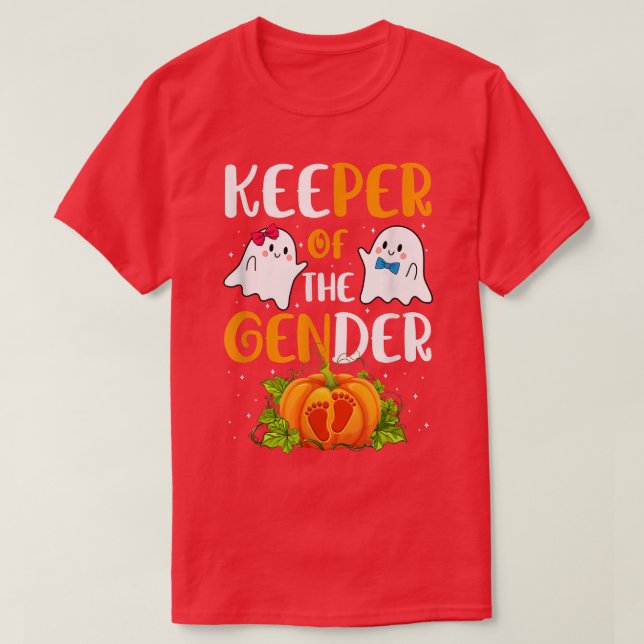 Boo Keeper Of The Gender Reveal Baby Announcement  T-Shirt (Design Front)