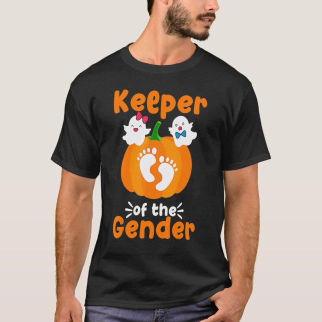 Boo Keeper of the Gender Reveal Baby Announcement  T-Shirt (Front)