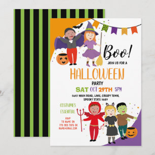 Boo Kids Halloween Costume Fancy Dress Party Invitation