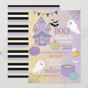 Boo Kids Halloween Purple Fun Party Ghosts Invitation