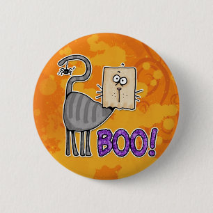 boo kitty 6 cm round badge