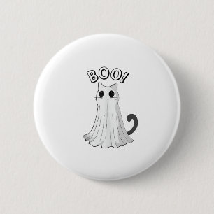Boo Kitty Cute Ghost Cat Halloween Spooky Kitten 6 Cm Round Badge