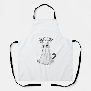 Boo Kitty Cute Ghost Cat Halloween Spooky Kitten Apron