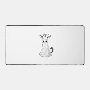 Boo Kitty Cute Ghost Cat Halloween Spooky Kitten Desk Mat