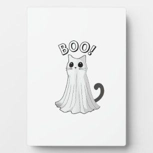 Boo Kitty Cute Ghost Cat Halloween Spooky Kitten T Plaque