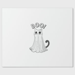 Boo Kitty Cute Ghost Cat Halloween Spooky Kitten T Wrapping Paper