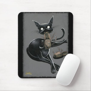 Boo Kitty Eats Slippers Mouse Pad