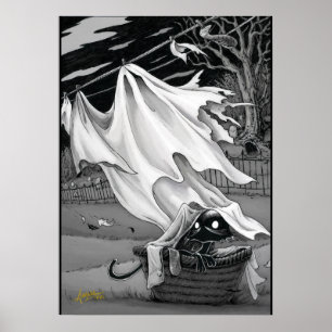 Boo Kitty Helps with Laundry Poster