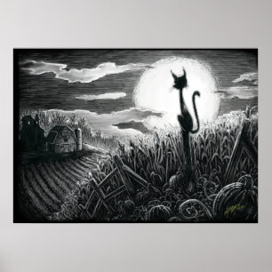 Boo Kitty in the Moonlight Poster