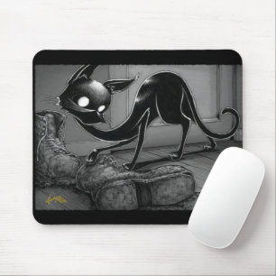 Boo Kitty Pokes a Boot Mouse Pad