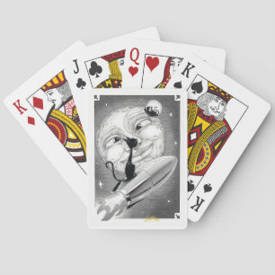 Boo Kitty Rockets to the Moon Playing Cards