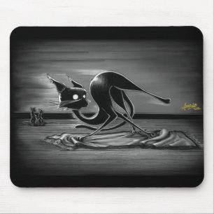 Boo Kitty Slides on a Rug Mouse Pad
