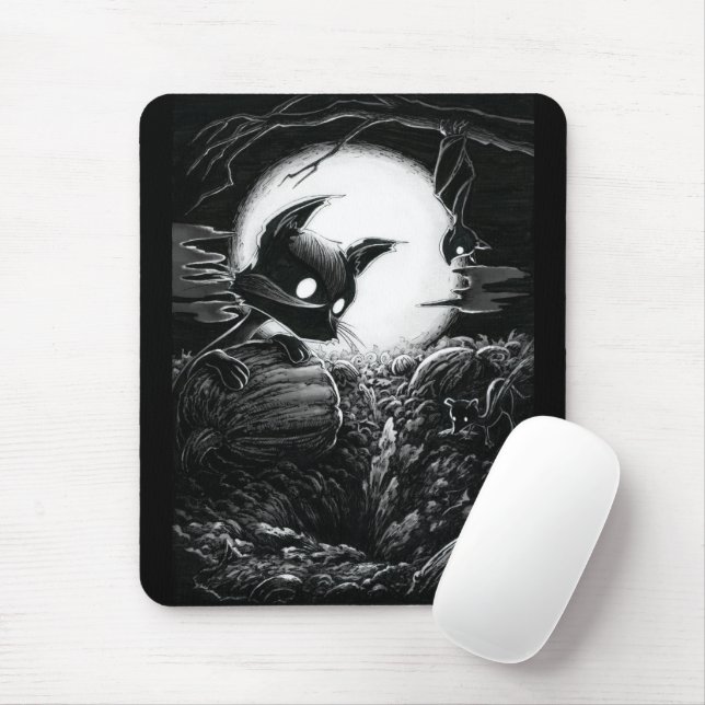 Boo Kitty Supervises a Dig Mouse Pad (With Mouse)