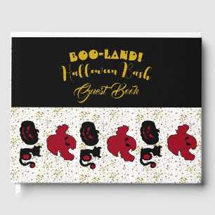 BOO Land Halloween Bash Black Cat Gold Glitter Guest Book