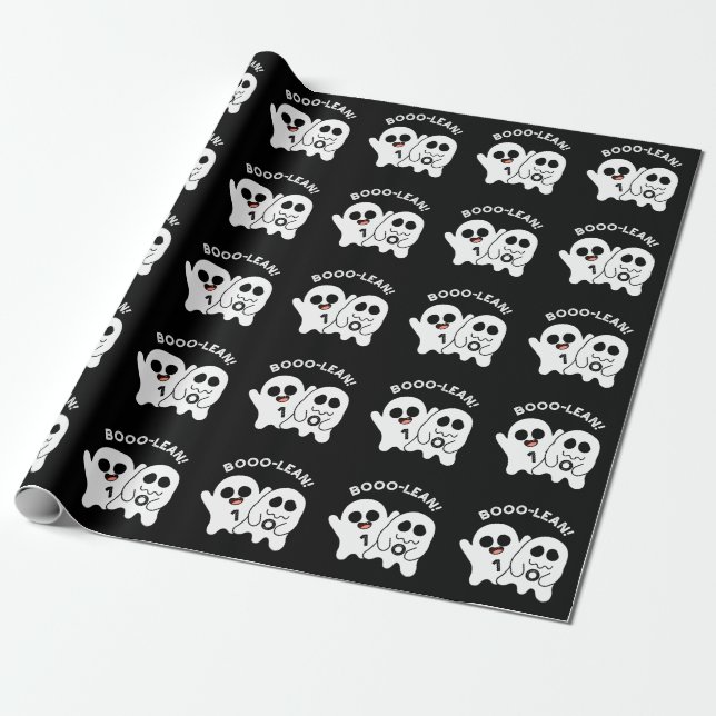 Boo-lean Funny Computer Ghost Boolean Pun  Dark BG Wrapping Paper (Unrolled)