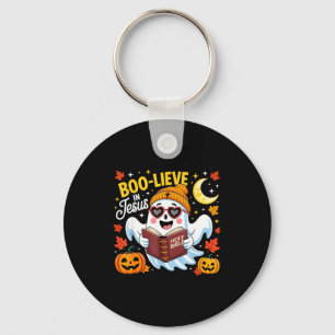 Boo-lieve in jesus ghost christian halloween funny key ring