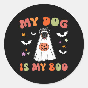 Boo Long-Haired German Shepherd Dog Halloween Classic Round Sticker