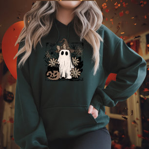 Boo Magic Vibes Boho Floral Ghost Hoodie