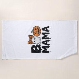 Boo Mama Halloween Ghost Pumpkin Mum Shirt Design_ Beach Towel