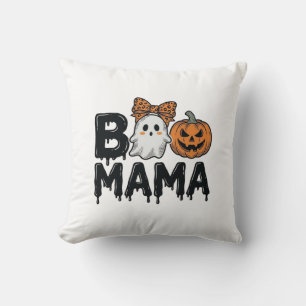 Boo Mama Halloween Ghost Pumpkin Mum Shirt Design_ Cushion