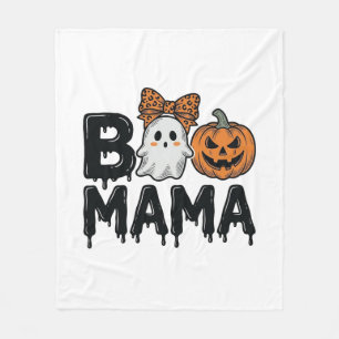 Boo Mama Halloween Ghost Pumpkin Mum Shirt Design_ Fleece Blanket