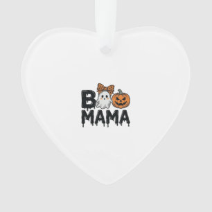 Boo Mama Halloween Ghost Pumpkin Mum Shirt Design_ Ornament