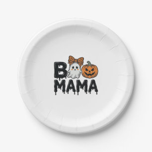 Boo Mama Halloween Ghost Pumpkin Mum Shirt Design_ Paper Plate