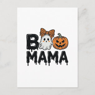 Boo Mama Halloween Ghost Pumpkin Mum Shirt Design_ Postcard