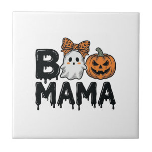 Boo Mama Halloween Ghost Pumpkin Mum Shirt Design_ Tile
