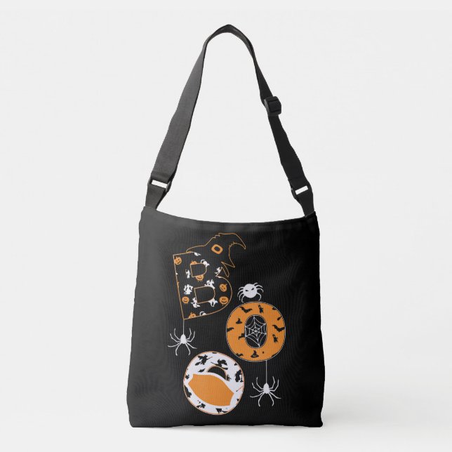 Boo Mask Spider Witch  Pumpkin Pattern Crossbody Bag (Front)