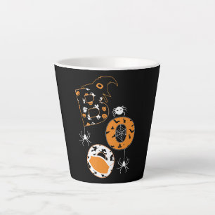 Boo Mask Spider Witch Pumpkin Pattern Latte Mug