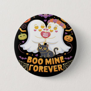 Boo Mine Forever Cute Ghosts Black Cat Love Hallow 6 Cm Round Badge
