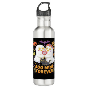 Boo Mine Forever Cute Ghosts Black Cat Love Hallow 710 Ml Water Bottle