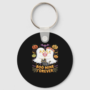 Boo Mine Forever Cute Ghosts Black Cat Love Hallow Key Ring