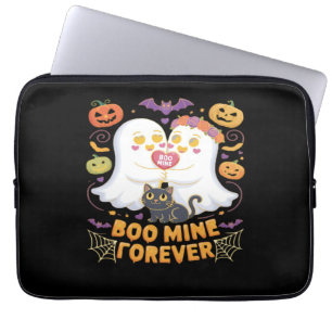 Boo Mine Forever Cute Ghosts Black Cat Love Hallow Laptop Sleeve