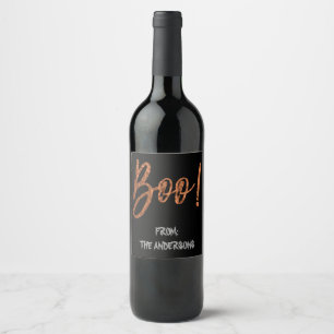 Boo! Modern Halloween Wine Bottle Label