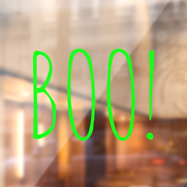 Boo neon green typography spooky funny Halloween Window Cling (Sheet 2)