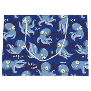 Boo Octopus Blue Kids Clothing & Décor Large Gift Bag