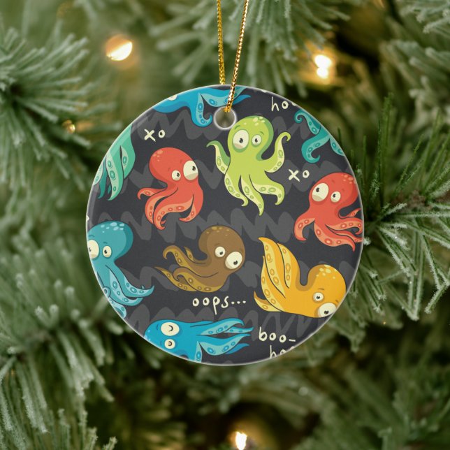 Boo Octopus Cute Colourful Kids Clothing & Décor Ceramic Tree Decoration (Tree)