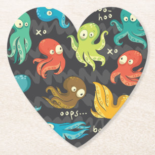 Boo Octopus Cute Multicolor Kids Clothing & Décor Paper Coaster