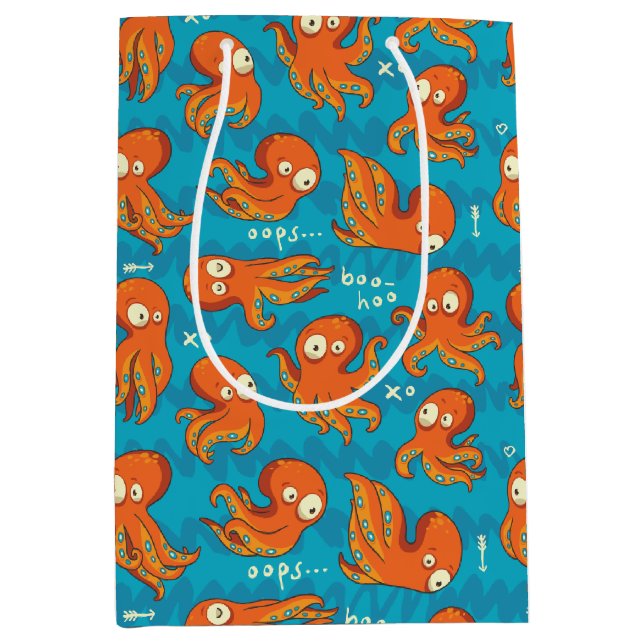 Boo Octopus Cute Orange Kids Clothing & Décor  Medium Gift Bag (Front)