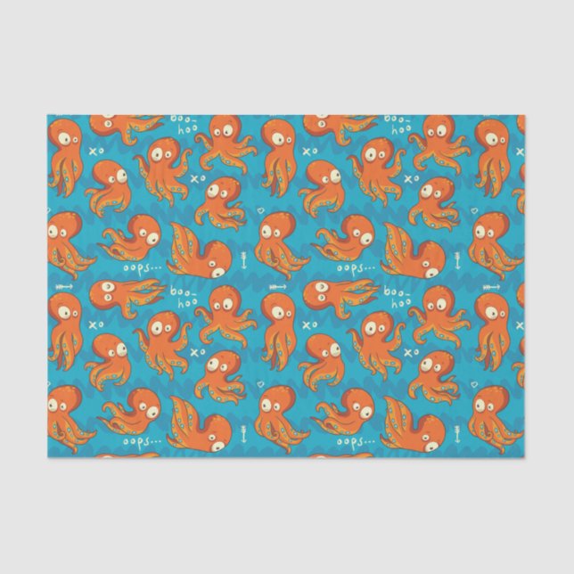 Boo Octopus Cute Orange Kids Clothing & Décor Tissue Paper (Front)