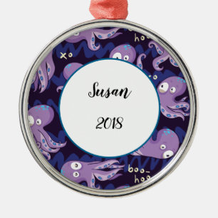 Boo Octopus Cute Purple Kids Clothing & Décor Metal Tree Decoration