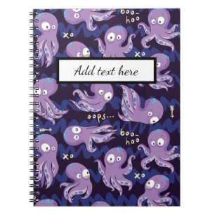 Boo Octopus Cute Purple Kids Clothing & Décor Notebook